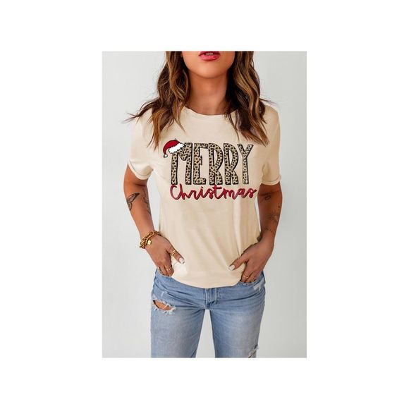 Azura Exchange  Khaki MERRY Christmas Crew Neck Graphic Tee - Picture 6 of 6